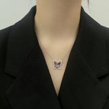 Butterfly S925 Sterling Silver Necklace with Crystal Pendant