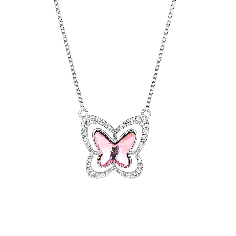 Butterfly S925 Sterling Silver Necklace with Crystal Pendant