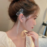 Butterfly Tassel Earrings with Pearl Rhinestones