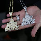CZ Letters Bag Boyz Pendant Necklace Iced Out Bling 5A Cubic Zircon