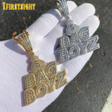 CZ Letters Bag Boyz Pendant Necklace Iced Out Bling 5A Cubic Zircon