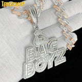 CZ Letters Bag Boyz Pendant Necklace Iced Out Bling 5A Cubic Zircon