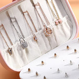 Button Leather Zipper Jewelry Organizer Display Travel Storage