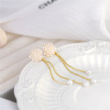 French Camellia Flower Long Chain Earrings