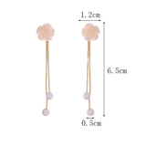 French Camellia Flower Long Chain Earrings