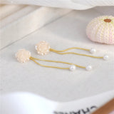 French Camellia Flower Long Chain Earrings