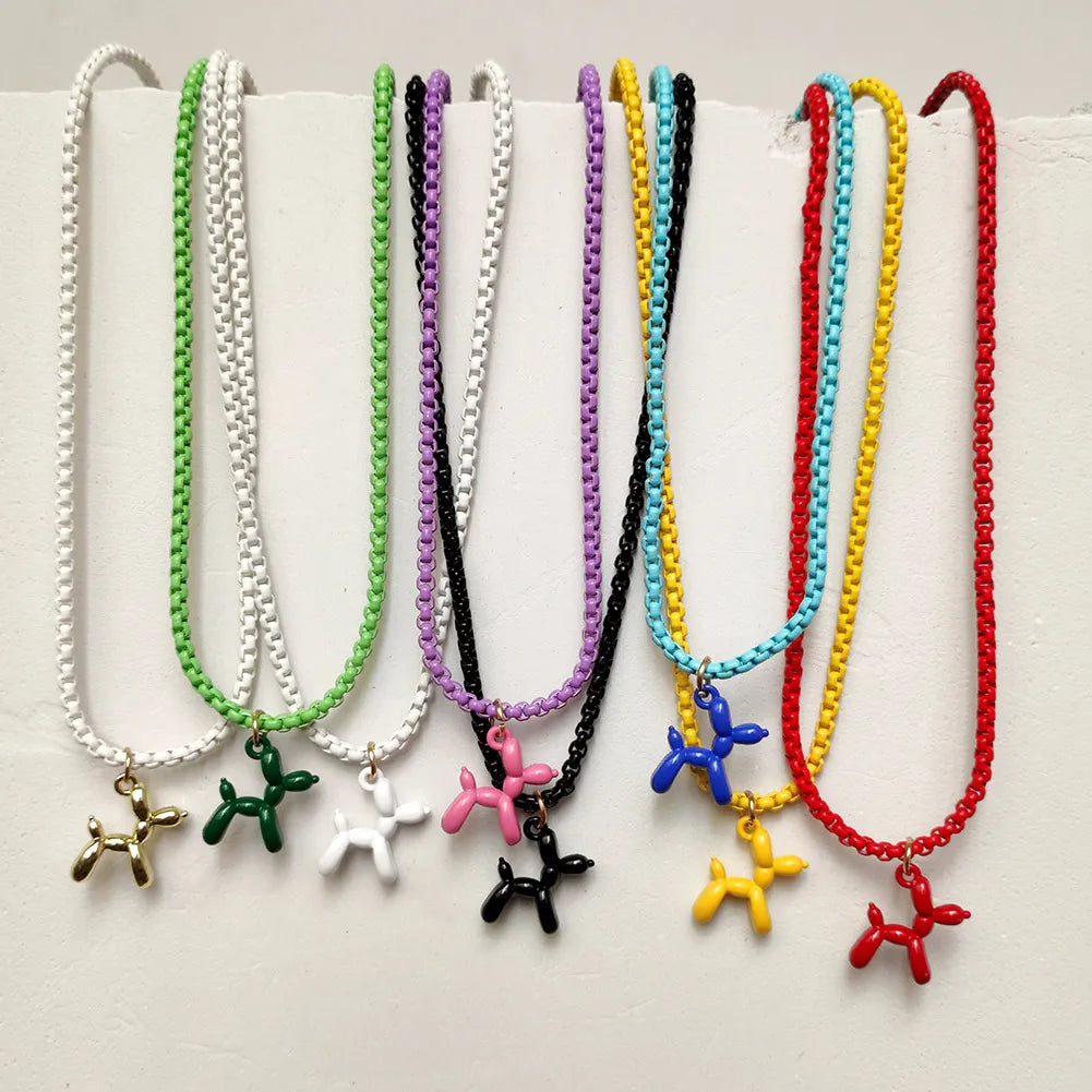 Colorful Balloon Dog Pendant Necklace Y2k Jewelry Gift