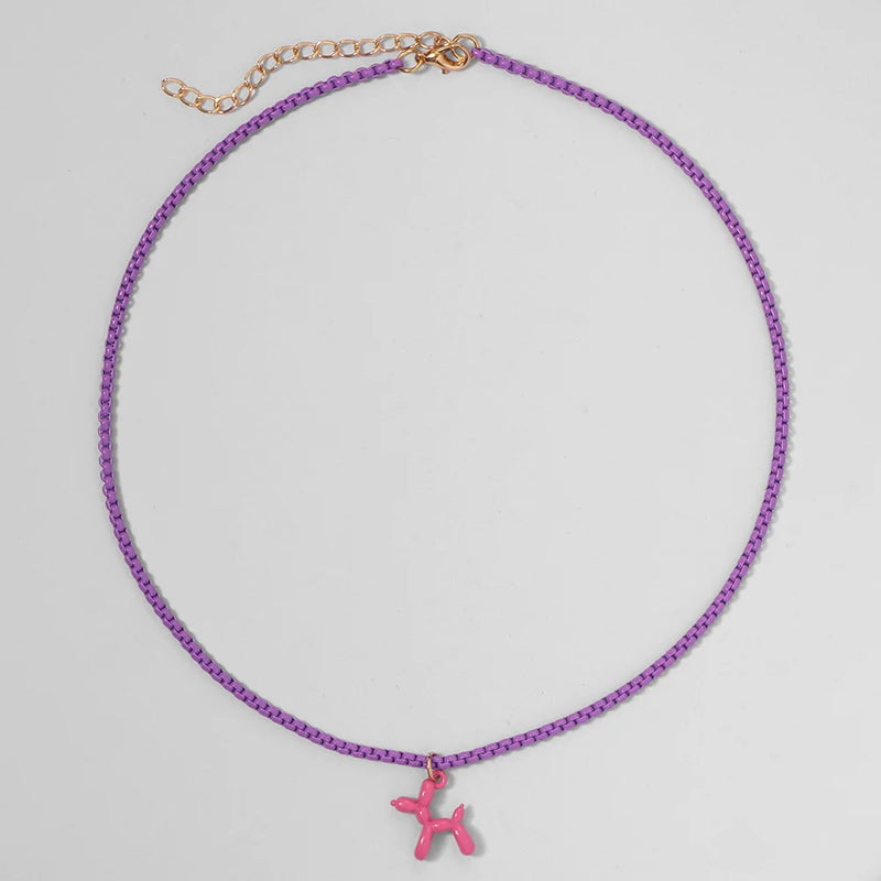 Colorful Balloon Dog Pendant Necklace Y2k Jewelry Gift