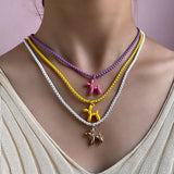 Colorful Balloon Dog Pendant Necklace Y2k Jewelry Gift
