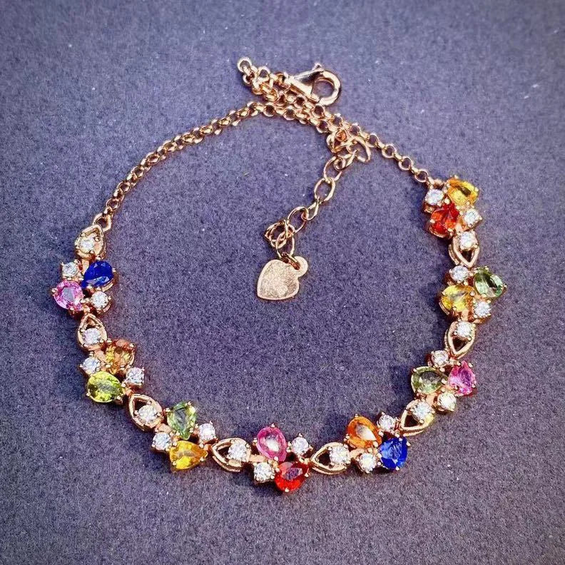 18K Rose Gold Candy Tourmaline Four-leaf Grass Bracelet