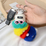 Rabbit Fur Pendant Keychain Plush Jewelry Rabbit Fur Ball Mini Plush Keychain