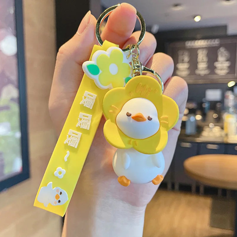 Flower Duck Anime Keychain for Girls Bag Pendant