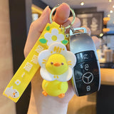 Flower Duck Anime Keychain for Girls Bag Pendant