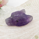 Carved Amethyst Wolf Head Pendant Bead 22x15x11mm