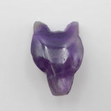 Carved Amethyst Wolf Head Pendant Bead 22x15x11mm