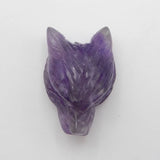 Carved Amethyst Wolf Head Pendant Bead 22x15x11mm