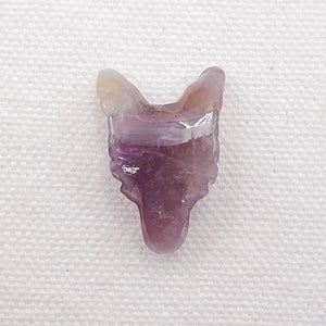 Carved Amethyst Wolf Head Pendant Bead 25x17x9mm