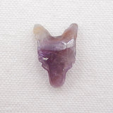 Carved Amethyst Wolf Head Pendant Bead 25x17x9mm