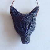 Carved Sand Sun Sitara Wolf Head Gemstone Pendant Bead