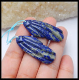 Carved Lapis Lazuli Gemstone Earrings 39x16x5mm
