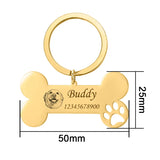 Personalized Cat Dog ID Tag Engraving Bone Necklace Collar