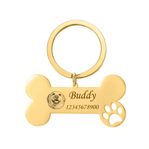 Personalized Cat Dog ID Tag Engraving Bone Necklace Collar
