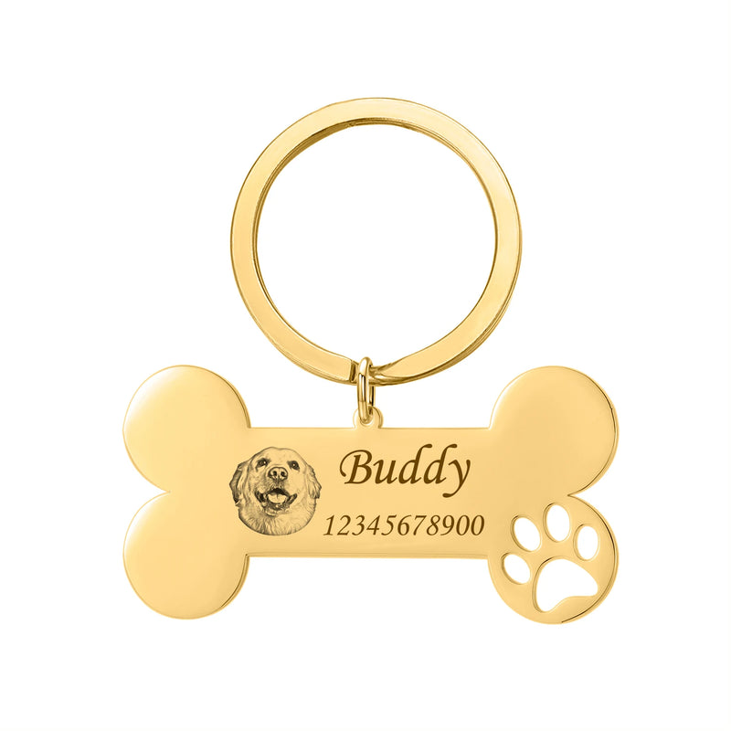 Personalized Cat Dog ID Tag Engraving Bone Necklace Collar