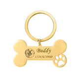 Personalized Cat Dog ID Tag Engraving Bone Necklace Collar