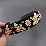 Velvet Bee Insect Flower Baroque Crown Headband