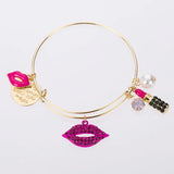 Rhinestone Red Lips Lipstick Pearl Bracelet Accessories