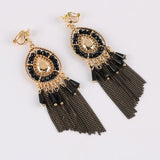 Bohemian Chain Tassel Clip-on Earrings for Women