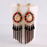 Bohemian Chain Tassel Clip-on Earrings for Women