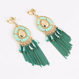 Bohemian Chain Tassel Clip-on Earrings for Women