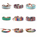Chakra Bracelet Natural Stone Leather Wrap Couples Bracelets