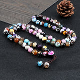 8MM Multicolor Fire Agate Multilayer Bracelet Prayer Yoga Healing Bangle