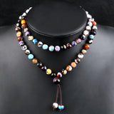 8MM Multicolor Fire Agate Multilayer Bracelet Prayer Yoga Healing Bangle
