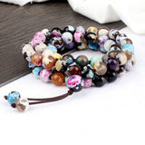 8MM Multicolor Fire Agate Multilayer Bracelet Prayer Yoga Healing Bangle