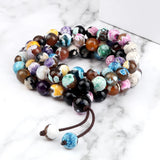 8MM Multicolor Fire Agate Multilayer Bracelet Prayer Yoga Healing Bangle