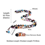 8MM Multicolor Fire Agate Multilayer Bracelet Prayer Yoga Healing Bangle