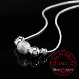 925 Silver Snake Chain Beads Ball Necklace Collar for Women
