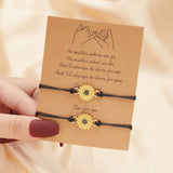 Volcanic Stone Daisy Pendant Rope Chain Bracelet Set