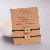 Volcanic Stone Daisy Pendant Rope Chain Bracelet Set