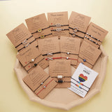 Volcanic Stone Daisy Pendant Rope Chain Bracelet Set