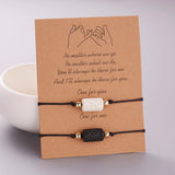 Volcanic Stone Daisy Pendant Rope Chain Bracelet Set