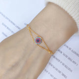 Copper Bracelet with Zircon Double Deck Chain