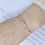 Copper Bracelet with Zircon Double Deck Chain