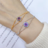 Copper Bracelet with Zircon Double Deck Chain