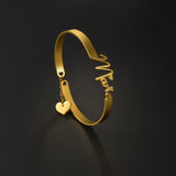 Charm Name Bracelets Stainless Steel Heart Bangle Couple Jewelry Birthday