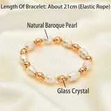 Baroque Pearl Stretch Bracelet Colorful Crystal Beaded Bohemian Jewelry
