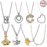 Ginkgo Leaf Charm Necklace 925 Sterling Silver Jewelry